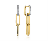 14K Yellow Gold Diamond Link Hollow Chain Drop Earrings - Bay Hill Jewelers