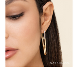 14K Yellow Gold Diamond Link Hollow Chain Drop Earrings - Bay Hill Jewelers