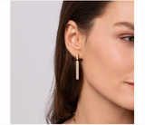 14K Yellow Gold Diamond Elongated Pyramid Stud Drop Earrings - Bay Hill Jewelers