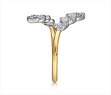 14K White and Yellow Gold Diamond Bypass Ladies Ring - Bay Hill Jewelers