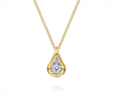 Fiora - Gabriel Co Pendant Necklace Teardrop 14K White and Yellow Gold Diamond 0.18ct - Bay Hill Jewelers