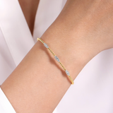 14K White-Yellow Gold Bujukan Diamond Marquise Stations Bangle - Bay Hill Jewelers