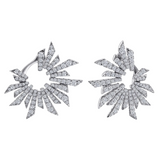 18K White Gold Bursting Diamond Open Circle Bypass Earrings - Bay Hill Jewelers