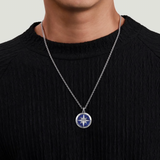 925 Sterling Silver Diamond and Lapis Compass Pendant Necklace - Bay Hill Jewelers