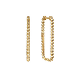14K Yellow Gold Bujukan Beads 30mm Rectangle Hoop Earrings - Bay Hill Jewelers