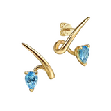 14K Yellow Gold Blue Topaz Stud Earrings - Bay Hill Jewelers