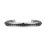 Silver Open Cuff Bracelet with Black Grommet Inlay - Bay Hill Jewelers