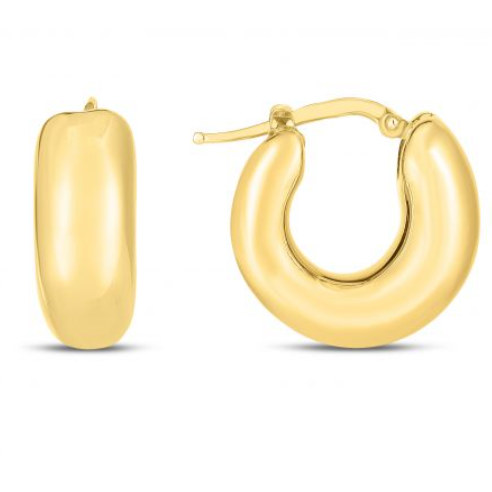 14K Yellow Gold Small Puffy Hoops