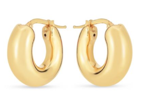 14K Yellow Gold Small Puffy Hoops