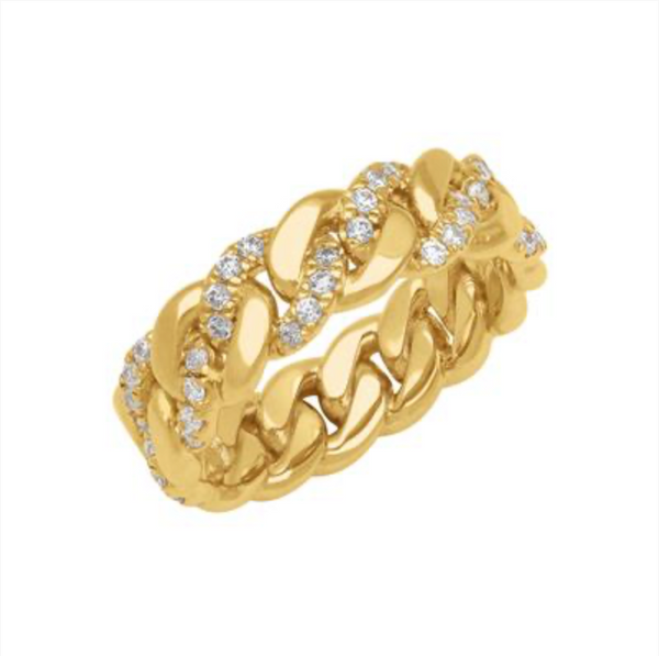 Diamond Alternating Cuban Link Mens Band