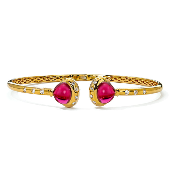 Pink Tourmaline Diamond Hinged Bangle