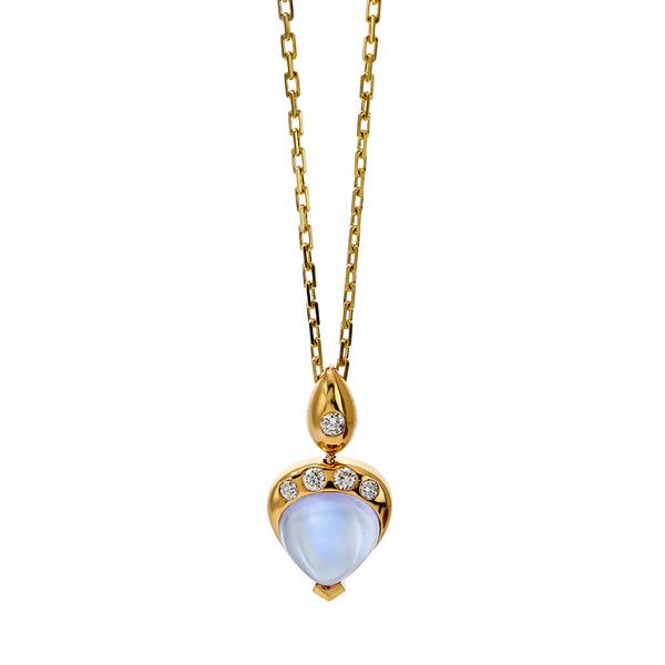 Moonstone and Diamond Gumdrop Necklace