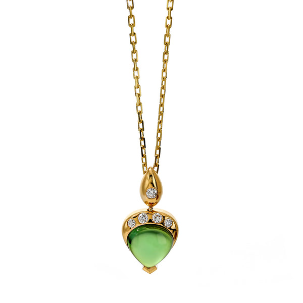 Green Tourmaline and Diamond Gumdrop Necklace