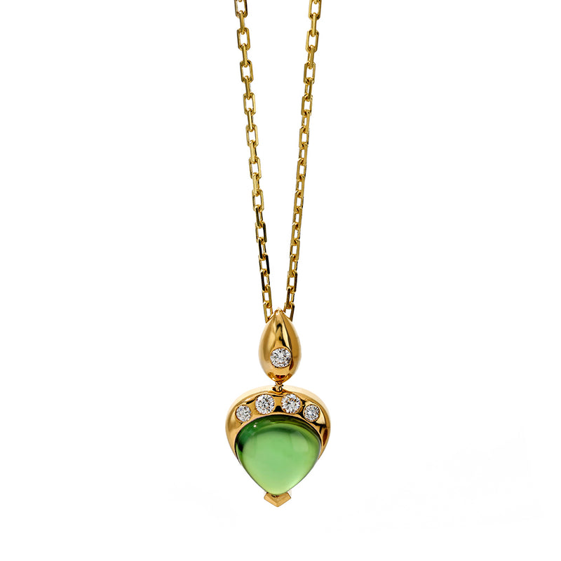 Green Tourmaline and Diamond Gumdrop Necklace