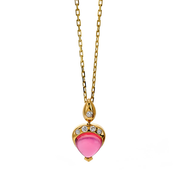 Pink Tourmaline and Diamond Gumdrop Necklace