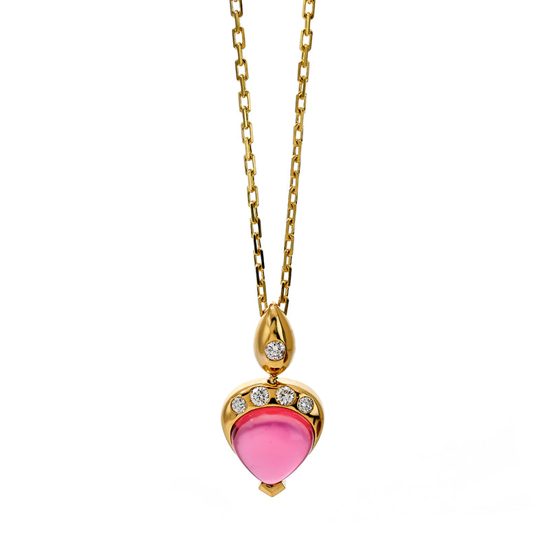 Pink Tourmaline and Diamond Gumdrop Necklace