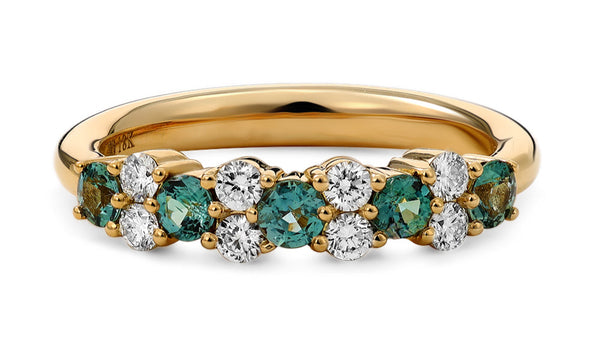 Round Alexandrite and Diamond Band