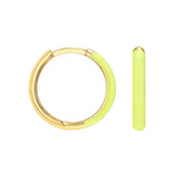 Neon Yellow Enamel Huggie Hoop Earrings
