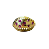14K Yellow Gold, Ruby Star Domed Ring