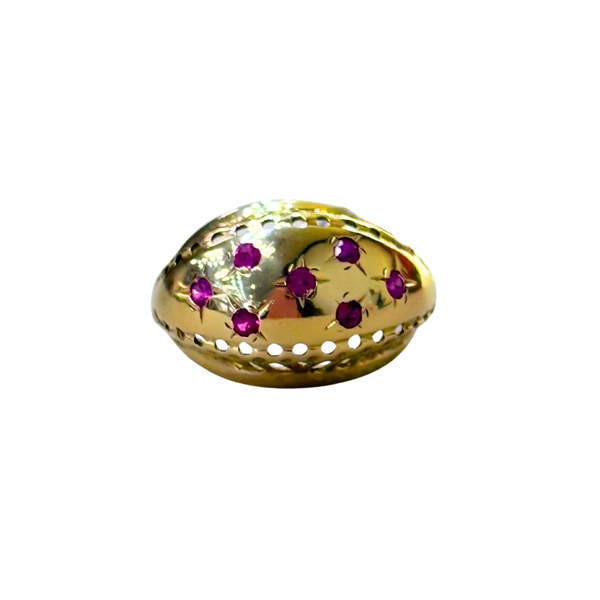 14K Yellow Gold, Ruby Star Domed Ring