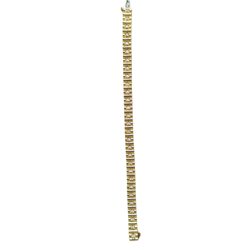 14K Yellow Gold Tube Link Diamond Bracelet