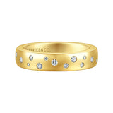 Gabriel & Co. - Vionne - 14K Yellow Gold Burnish Set Cluster Diamond Cigar Band - 0.24 ct. Size 6.5 - Bay Hill Jewelers