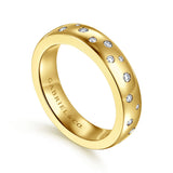 Gabriel & Co. - Vionne - 14K Yellow Gold Burnish Set Cluster Diamond Cigar Band - 0.24 ct. Size 6.5 - Bay Hill Jewelers