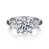 18K White Gold Round Three Stone Diamond Engagement Ring