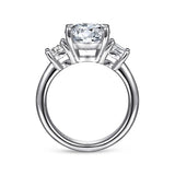 18K White Gold Round Three Stone Diamond Engagement Ring
