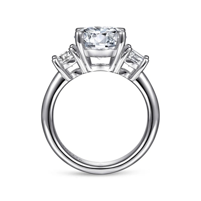 18K White Gold Round Three Stone Diamond Engagement Ring