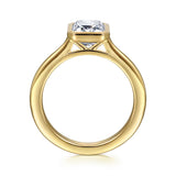 14K Yellow Gold Emerald Cut Bezel Set Solitaire Diamond Engagement Ring