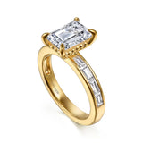 14K Yellow Gold Emerald Cut Diamond Engagement Ring