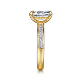 14K Yellow Gold Emerald Cut Diamond Engagement Ring