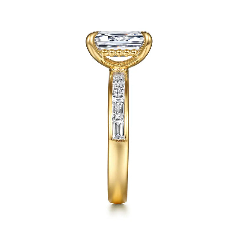 14K Yellow Gold Emerald Cut Diamond Engagement Ring