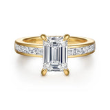 14K Yellow Gold Emerald Cut Diamond Engagement Ring