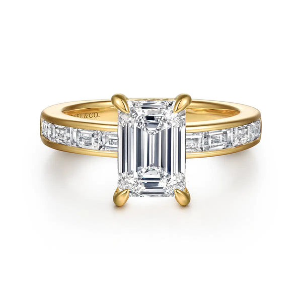 14K Yellow Gold Emerald Cut Diamond Engagement Ring