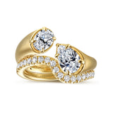 Gabriel & Co. - Delta - 14K Yellow Gold Toi et Moi Pear Shape Diamond Engagement Ring. Size 6.5 - Bay Hill Jewelers