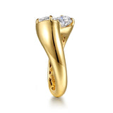 Gabriel & Co. - Delta - 14K Yellow Gold Toi et Moi Pear Shape Diamond Engagement Ring. Size 6.5 - Bay Hill Jewelers