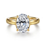 14K Yellow Gold Half Bezel Oval Diamond Engagement Ring