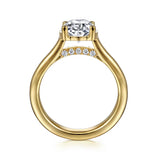 14K Yellow Gold Half Bezel Oval Diamond Engagement Ring
