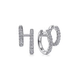14K White Gold Diamond Double Huggie Earrings - Bay Hill Jewelers