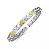 Sterling Silver and 14K Yellow Gold Open Herringbone Bracelet - Bay Hill Jewelers