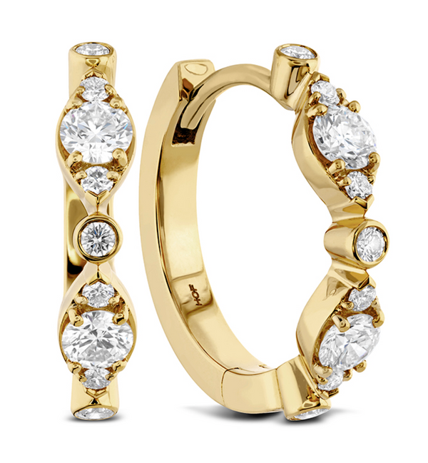 Hearts on Fire Bezel Regal Huggie Diamond Hoop Earrings - Bay Hill Jewelers