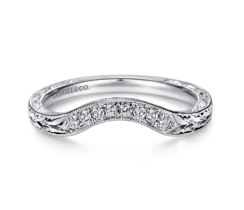 Platinum Diamond Curved Band - 0.09 cttw Diamonds - Bay Hill Jewelers