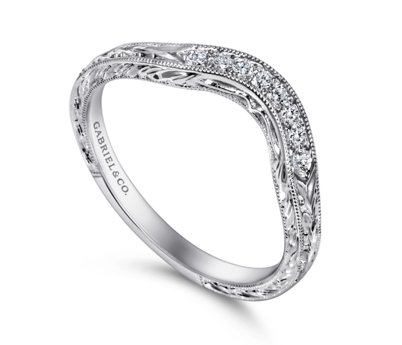 Platinum Diamond Curved Band - 0.09 cttw Diamonds - Bay Hill Jewelers