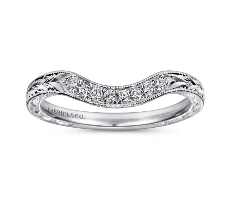 Platinum Diamond Curved Band - 0.09 cttw Diamonds - Bay Hill Jewelers