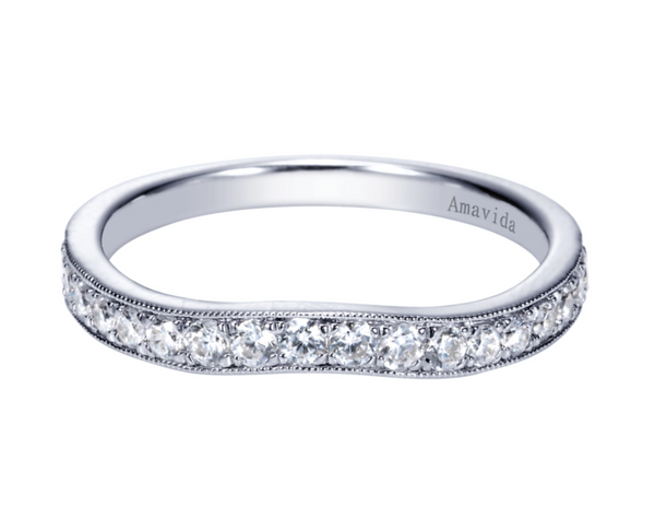 18k White Gold Diamond Slightly Curved Band - 0.50 cttw Diamonds - Bay Hill Jewelers