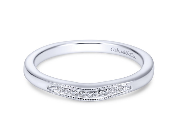 14k White Gold Curved Diamond Band - 0.04 cttw Diamonds - Bay Hill Jewelers