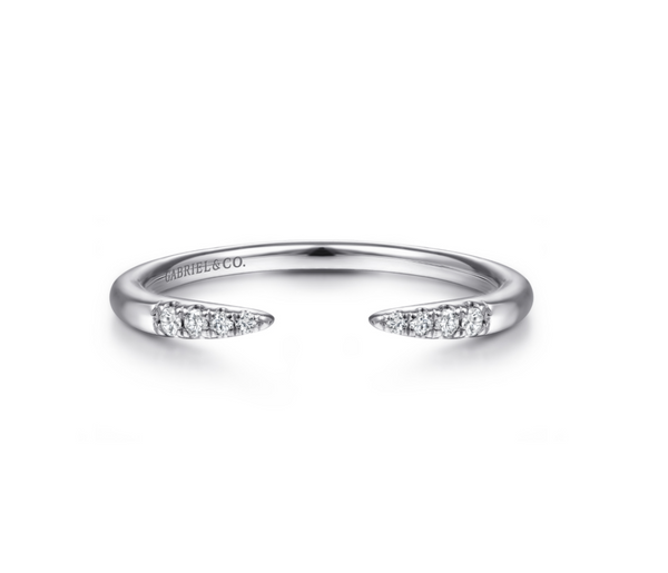 14K White Gold Open Diamond Tipped Stackable Ring - Bay Hill Jewelers