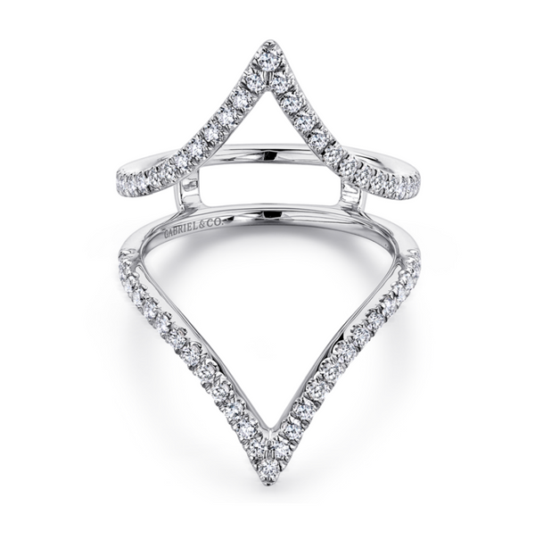 Triangular 14K White Gold French Pavé Set Diamond Ring Enhancer - Bay Hill Jewelers